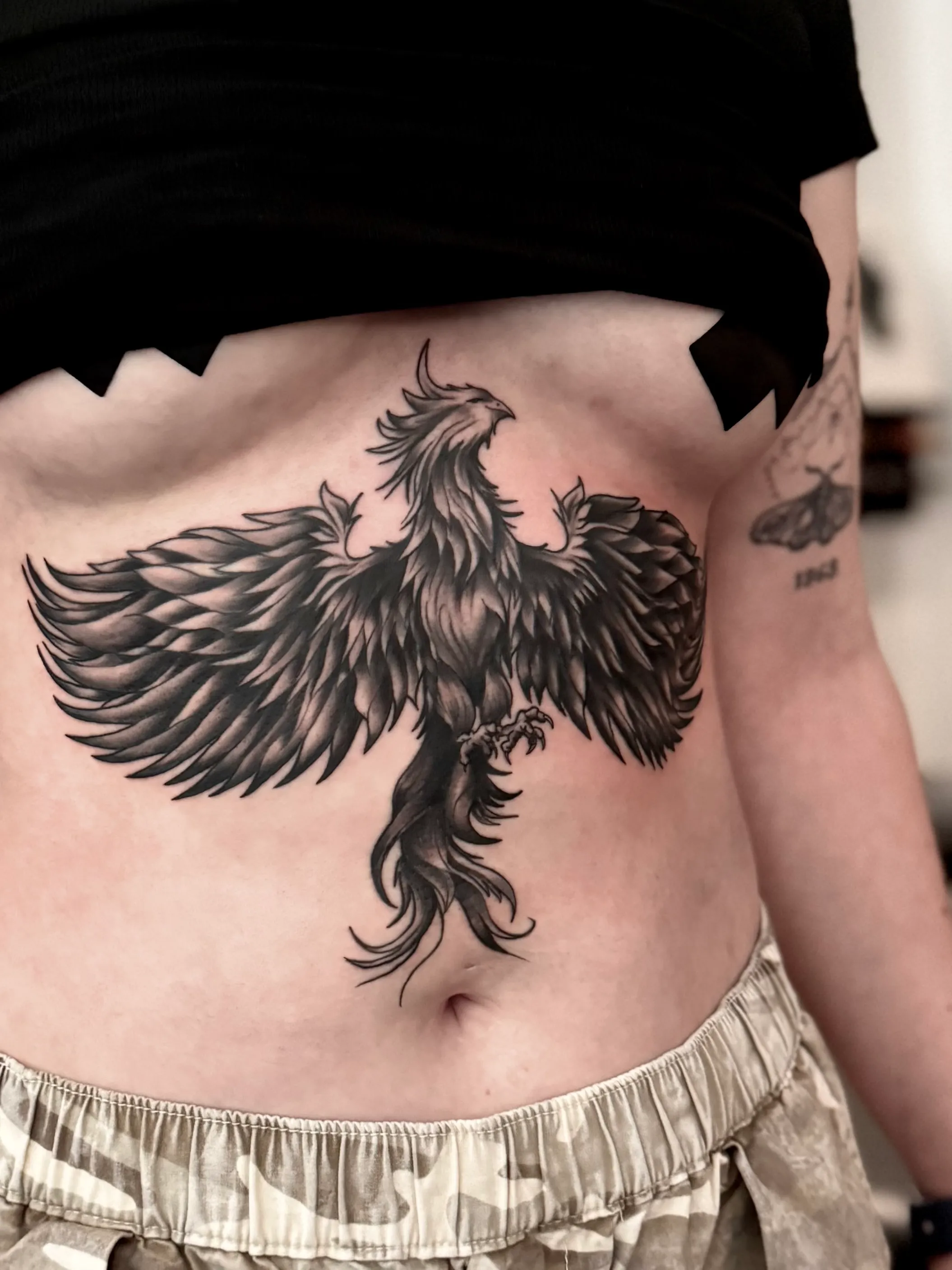 Tiger detail tattoo in black and grey realism, Norwich