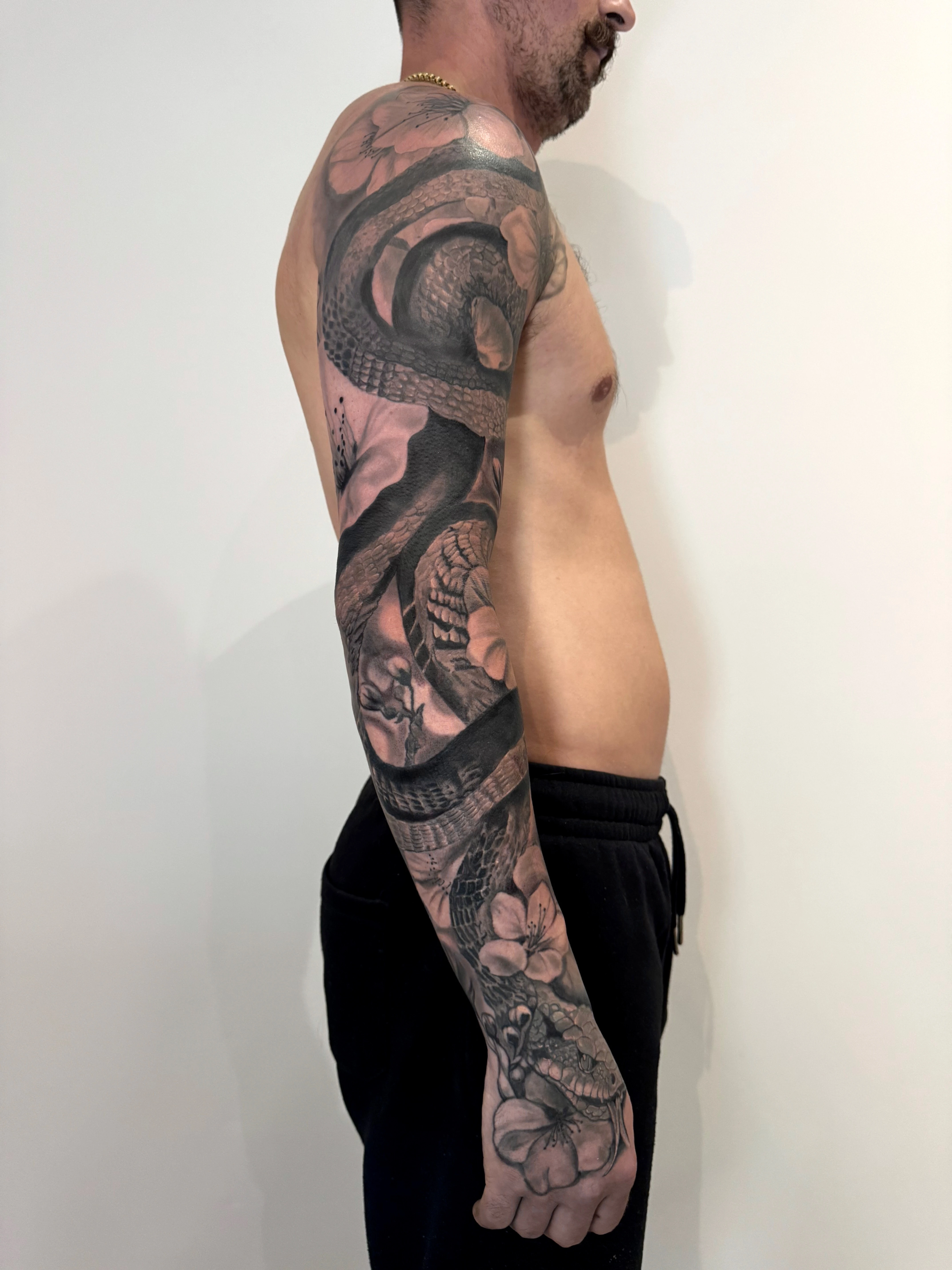 Custom black and grey realism tattoo by Siobhan at Cavalry Tattoo Studio Norwich